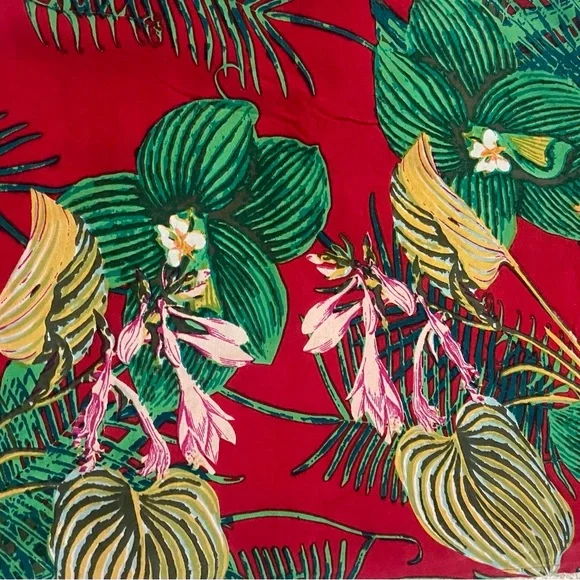 Vintage Roxy Red Tropical Top Sz M Summer Beach Party Vacation Boho LIKE NEW - Picture 7 of 8